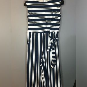 C EST 1946 White and Nave Striped Pant Romper